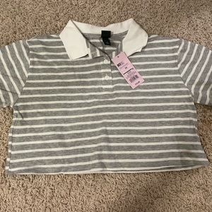 Cropped Stripe Polo